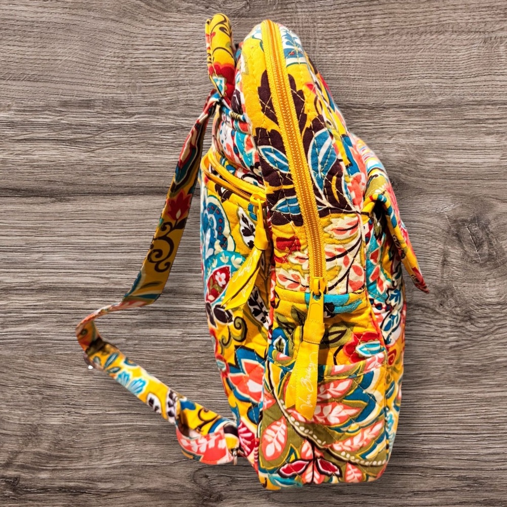 Vera Bradley Provençal Backpack Yellow Paisley Floral - Picture 2 of 8